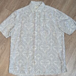 Men's Tasso Elba Island Casual Button Down Shirt Paisley Leaf Pattern Size M
